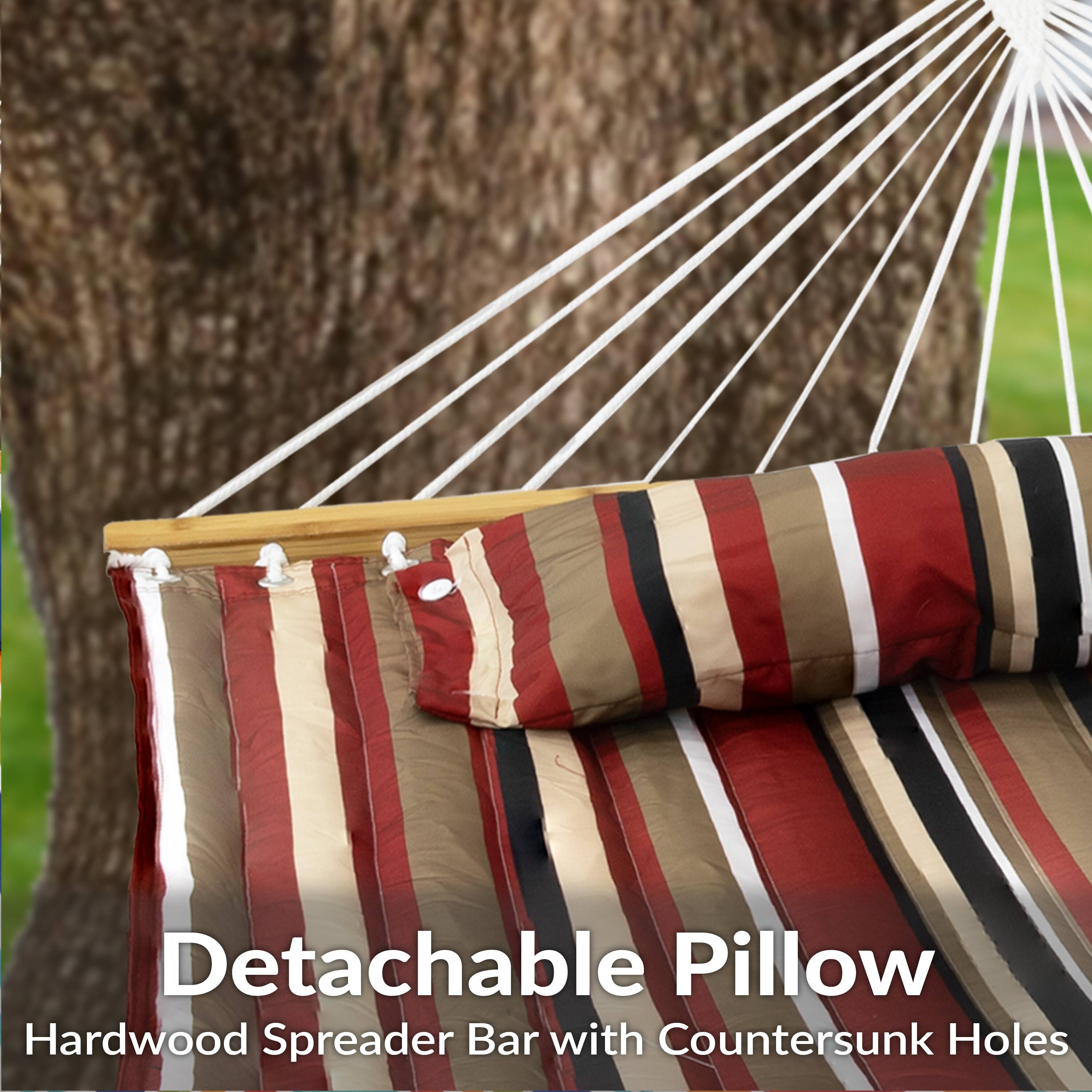 Detachable Pillow  
Hardwood Spreader Bar with Countersunk Holes