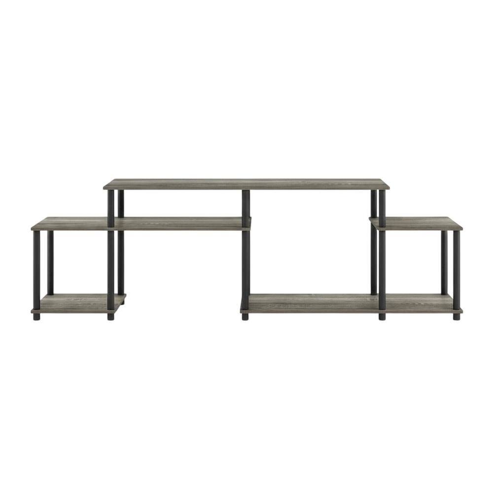 Alt View 3. FurniFact - Wood TV stand for 55-inch screens with modern design and durable construction - Gray Black.