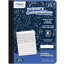 Mead - Grades K-2 Composition Notebooks, Primary Ruled, 100 Sheets - Blue