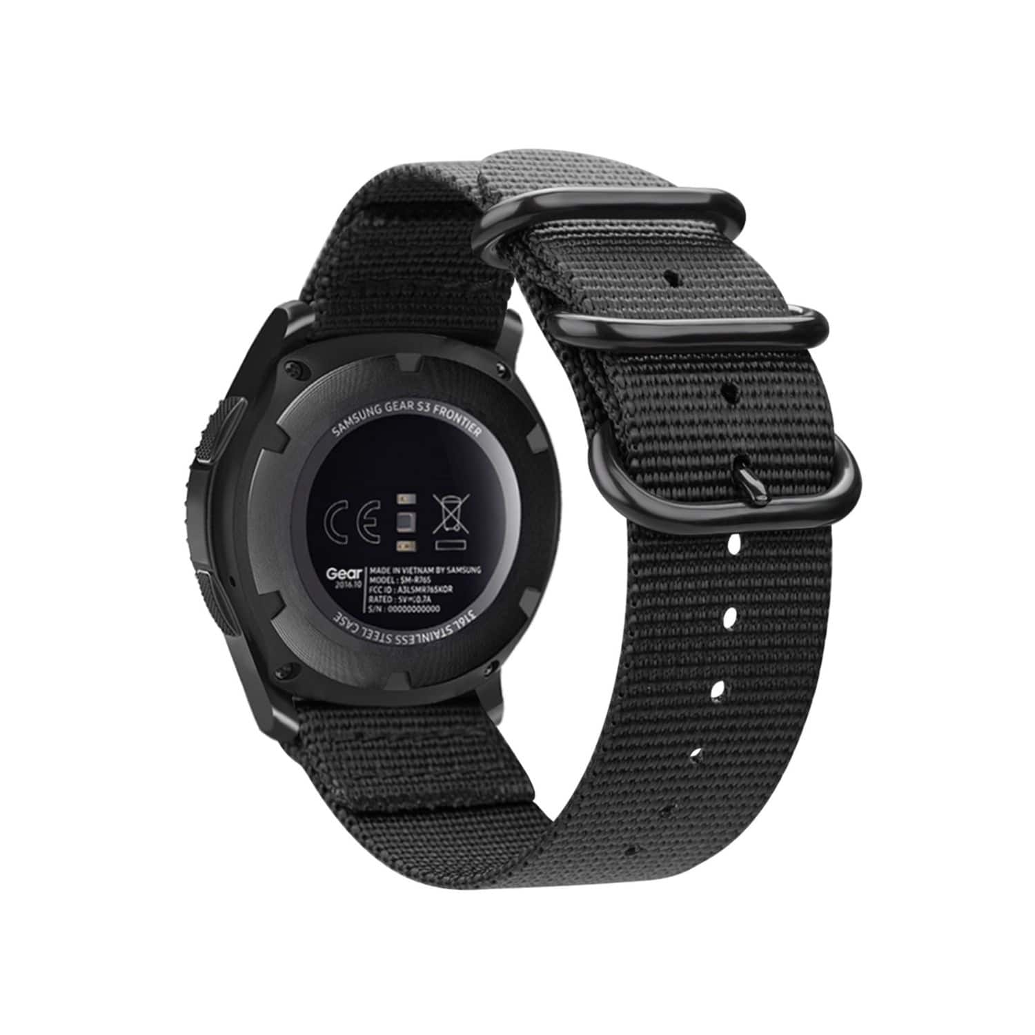 GEAR 53 SAMSUNG FRONTIER  
MADE IN VIETNAM  
SAMSUNG Gear  
MODEL 2016  
ASLSMKTNSKDR  
BATED SUUBTA  
N 00000000000  
CASE SSBTNIVIST9E  
T915  
STEEL STAINLESS