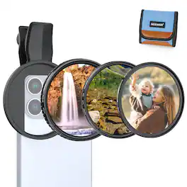 Neewer - 3-Pack 67mm Clip-On Filter Set for iPhone: CPL + ND2-32 + 1/4 Diffusion, FL-B37
