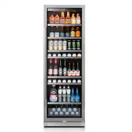 Ca'Lefort - 24 inch Beverage Refrigerator cooler,373 Cans Built-In Beverage fridge with 3 Color LED Light for Home,Bar - Silver