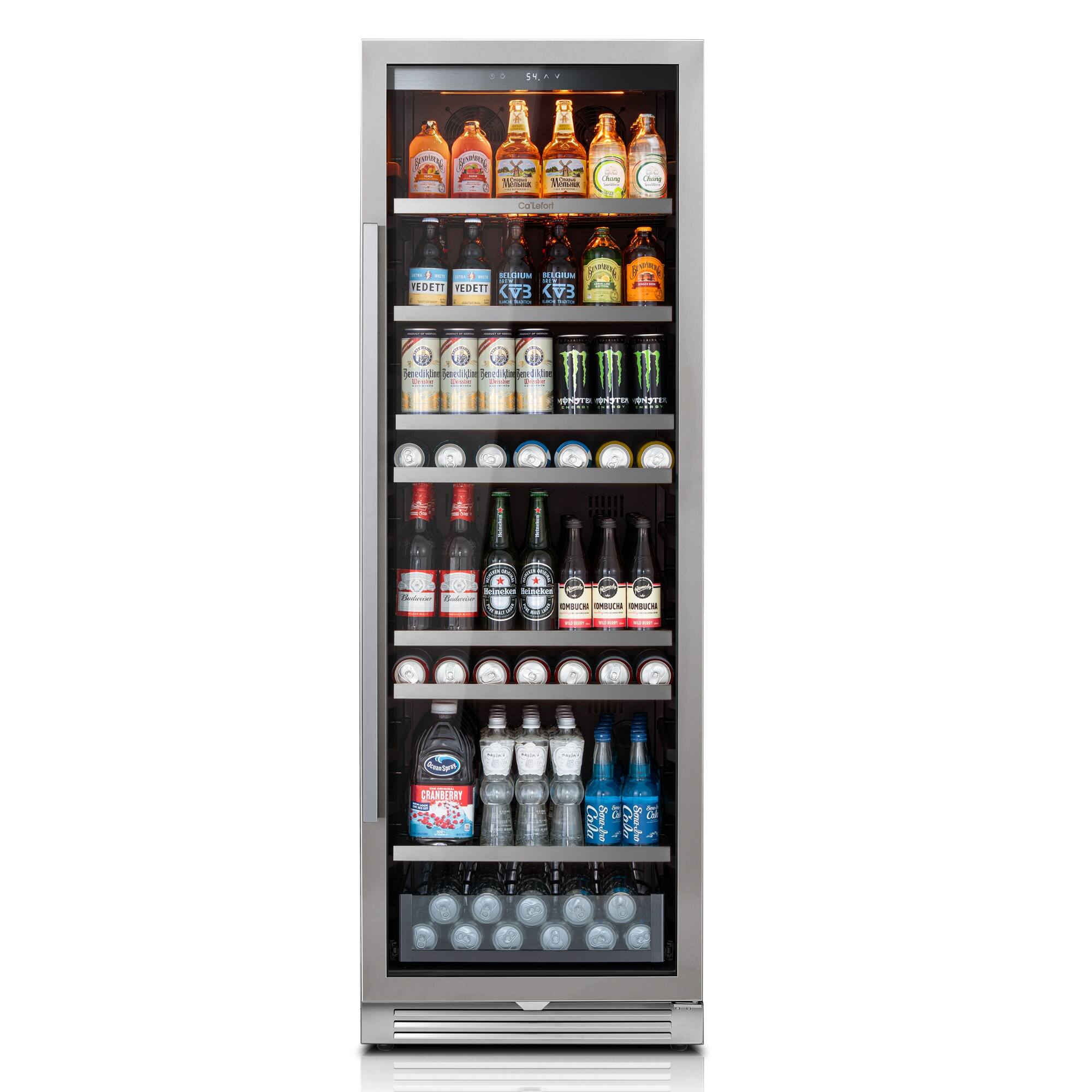 Ca'Lefort - 24 inch Beverage Refrigerator cooler,373 Cans Built-In Beverage fridge with 3 Color LED Light for Home,Bar - Silver