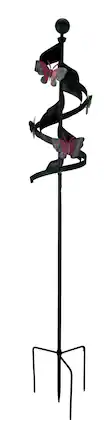 Front. Compass Home - Black Metal Ribbon Pink Butterfly Wind Spinner Garden Stake - Black.