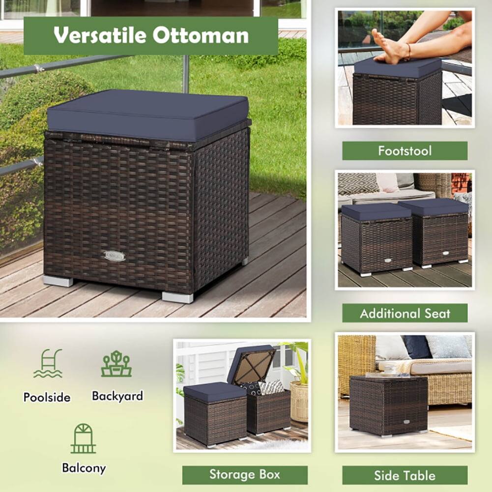 Versatile Ottoman

- Footstool
- Additional Seat
- Storage Box
- Side Table

Poolside, Backyard, Balcony