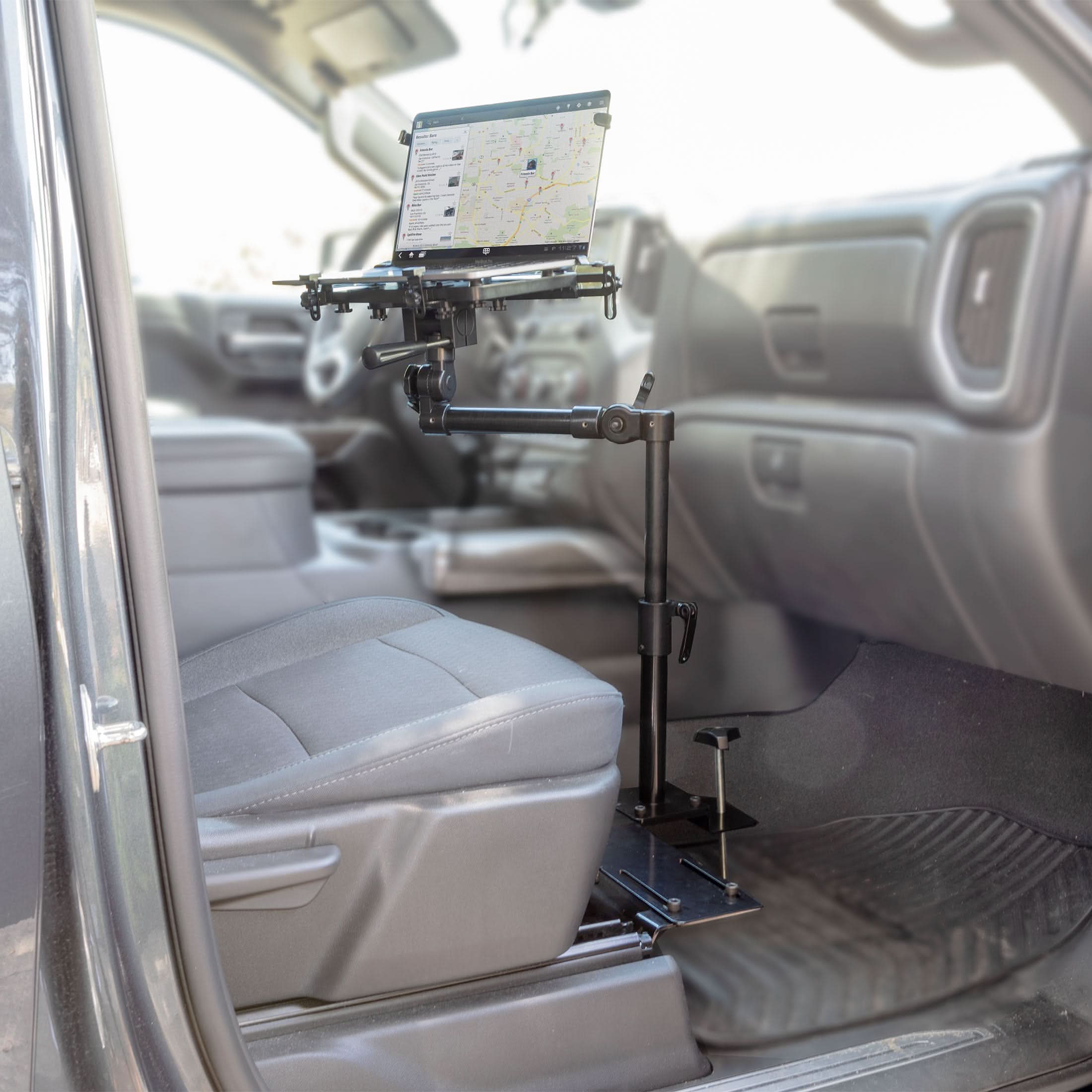 Angle. Mount-It! - Vehicle Laptop Mount with Universal Base for 10–17 Inch Laptops and Tablets, Adjustable Car Mount - Black and Chrome.