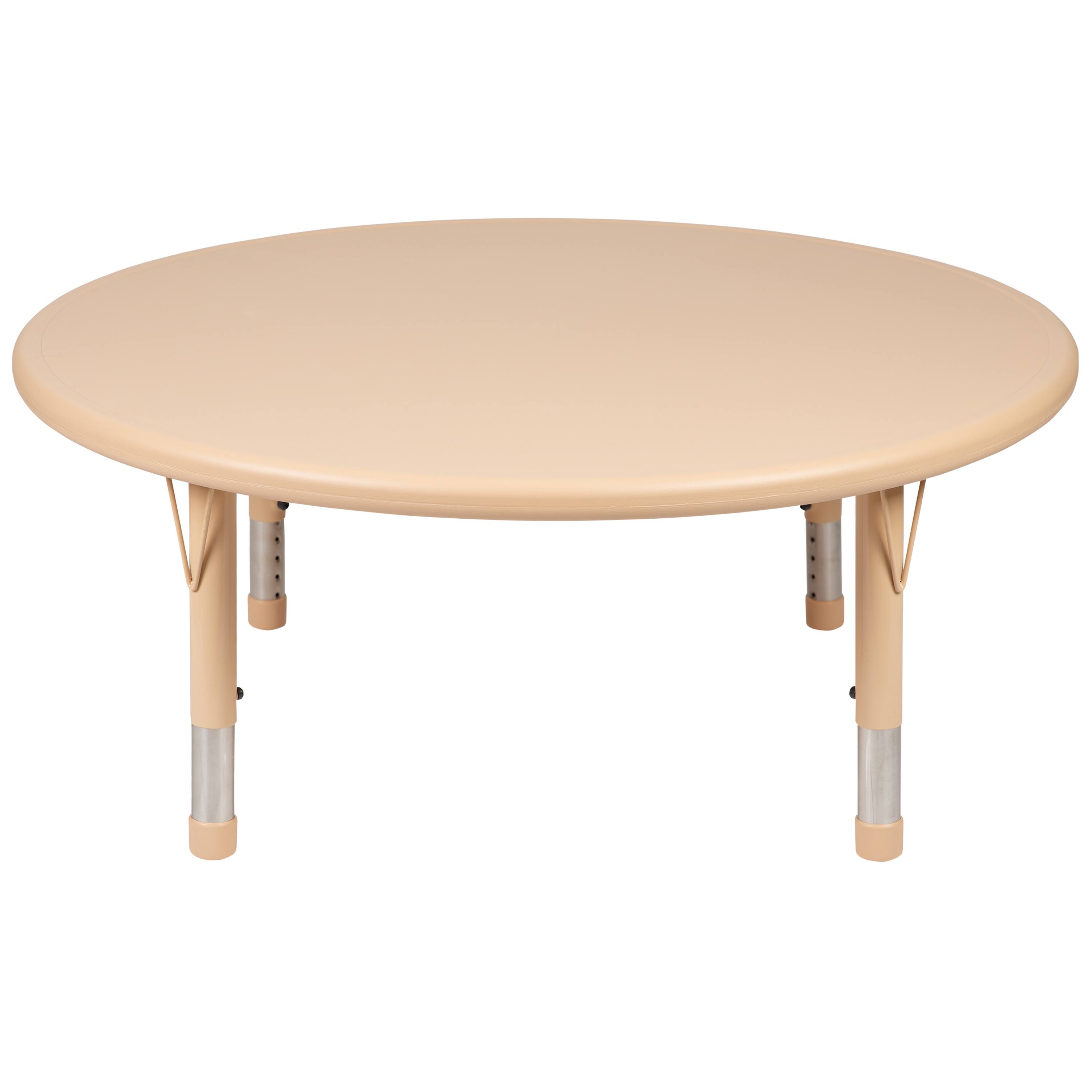 Alt View 5. Emma + Oliver - 45" Round Plastic Height Adjustable Activity Table - Natural.