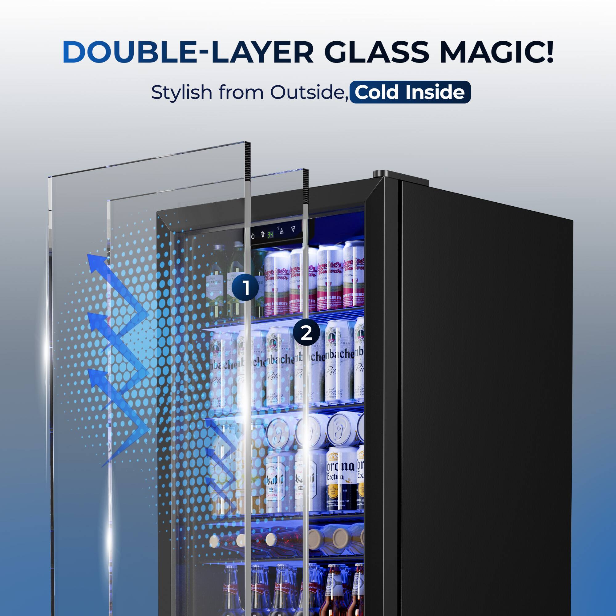 DOUBLE-LAYER GLASS MAGIC!  
Stylish from Outside, Cold Inside