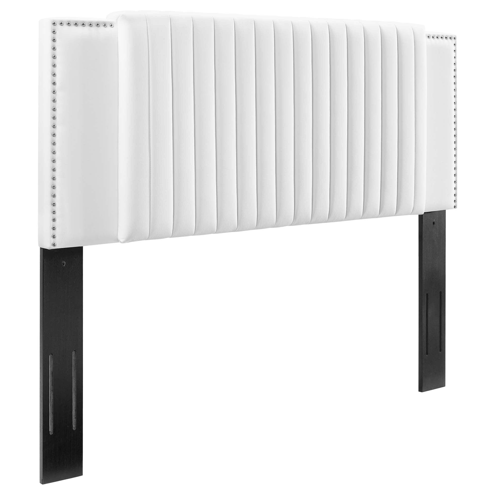 Felicity Channel Tufted Performance Velvet Twin Headboard by Modway - White