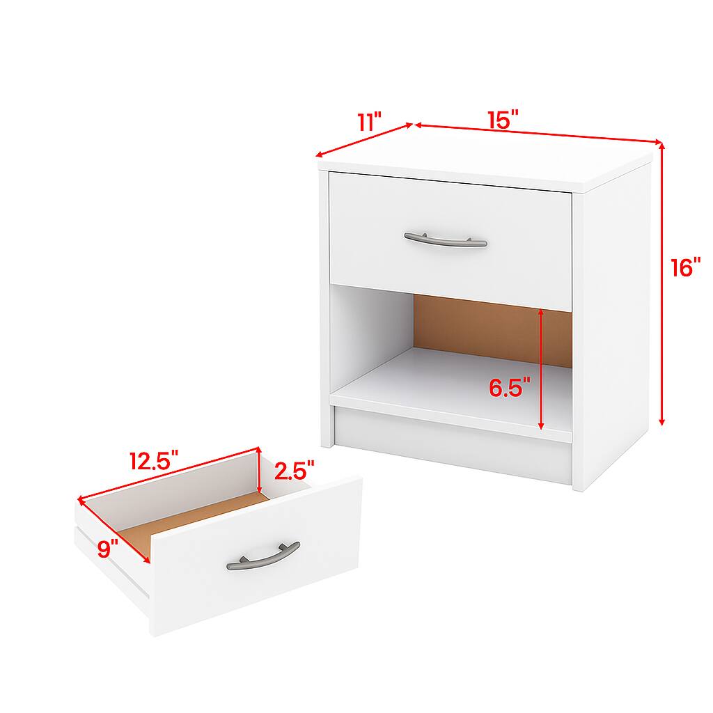 - Width: 15"
- Depth: 16"
- Height: 6.5"
- Drawer dimensions: 12.5" (width) x 9" (depth) x 2.5" (height)