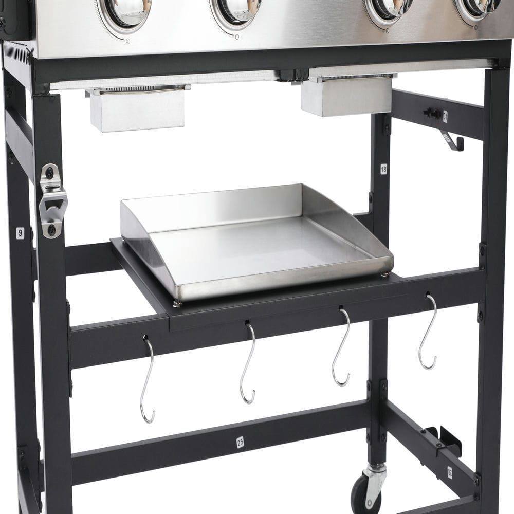 Alt View 6. Resenkos - 4 Burner BBQ Propane Gas Grill, Stainless Steel Patio Garden Barbecue Grill with Two Foldable Shelves, Black.