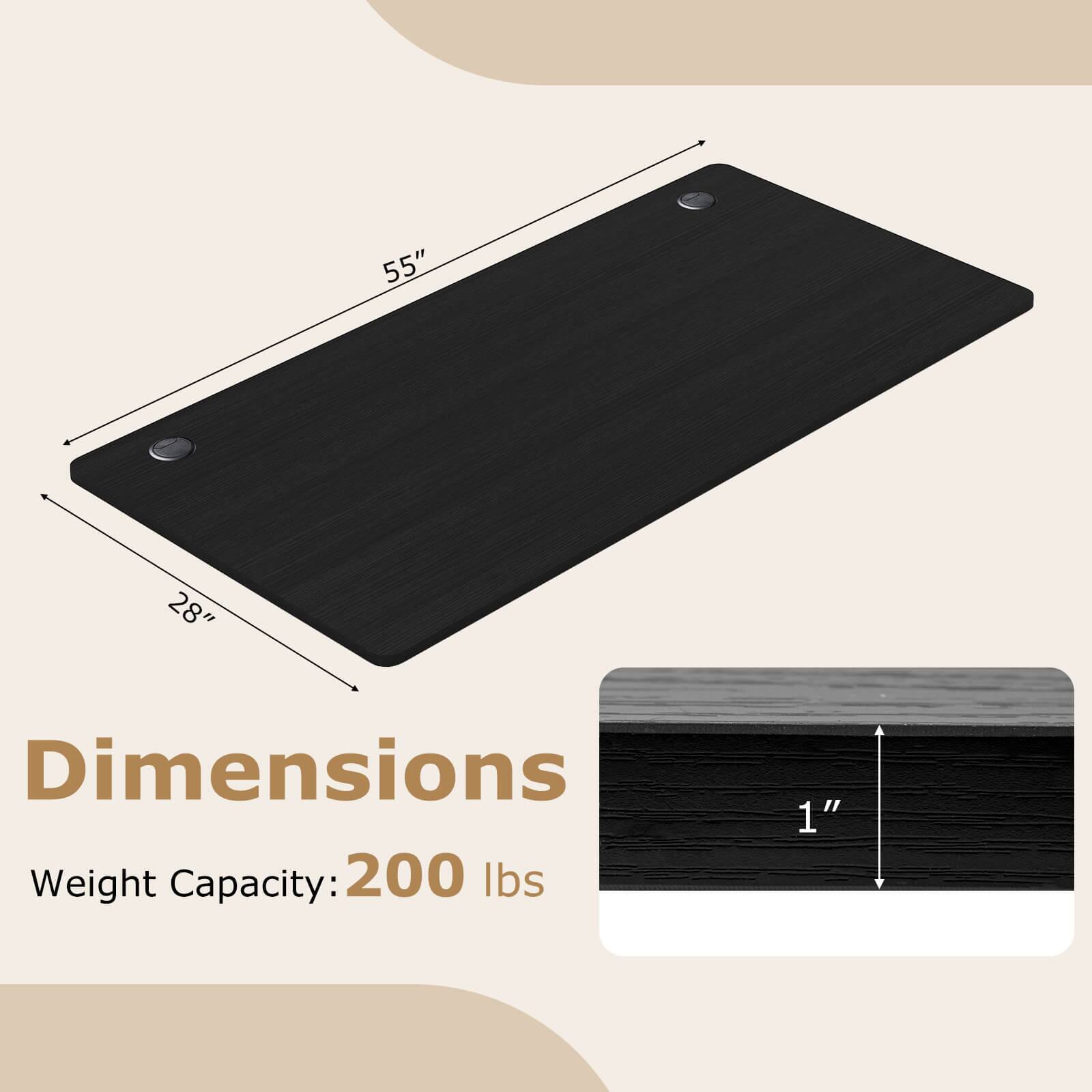 55" x 28" Dimensions  
Weight Capacity: 200 lbs  
Thickness: 1"