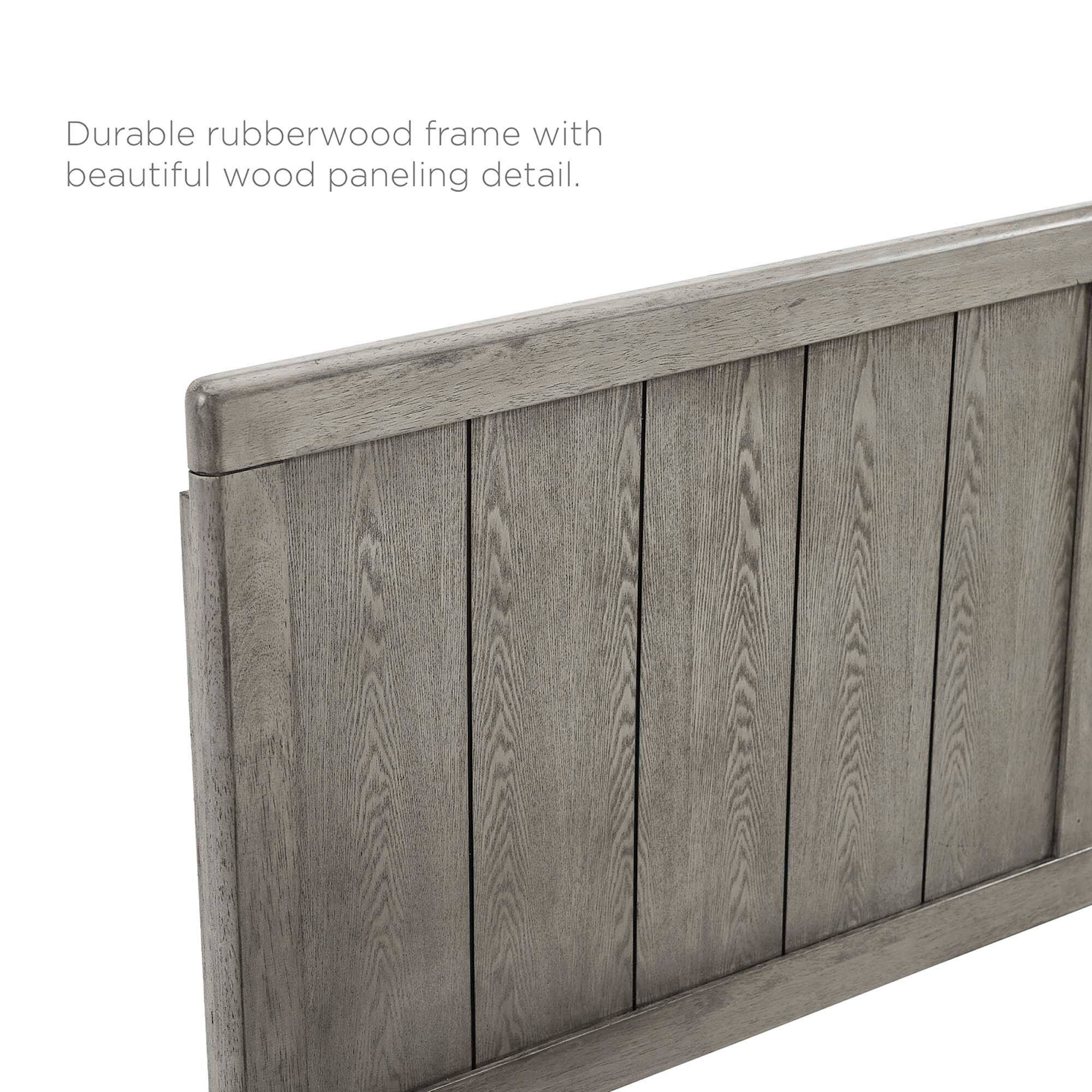 Durable rubberwood frame with beautiful wood paneling detail.