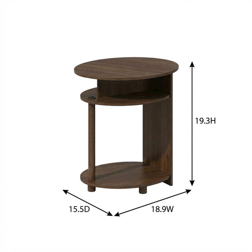 FurniFact - Oval Nightstand with Wooden Finish and Compact Design - Walnut price history on PriceWatchPro