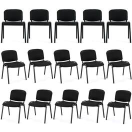 Costway - Set of 15 Office Guest Chair Stackable Reception Chair Waiting Conference Room - Black