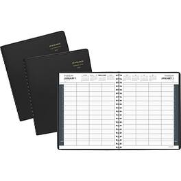 AT-A-GLANCE - 2026 8.5" x 11" Calendar Year Daily Appointment Book, Faux Leather Cover, 2/Set - Black
