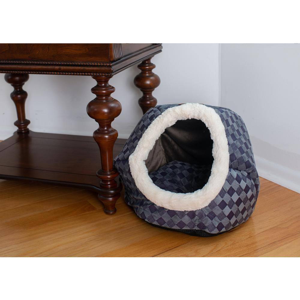Alt View 1. Armarkat - Cuddle Cave Cat Bed C44 For Cats and Puppy Dogs Blue Checkered - Blue.