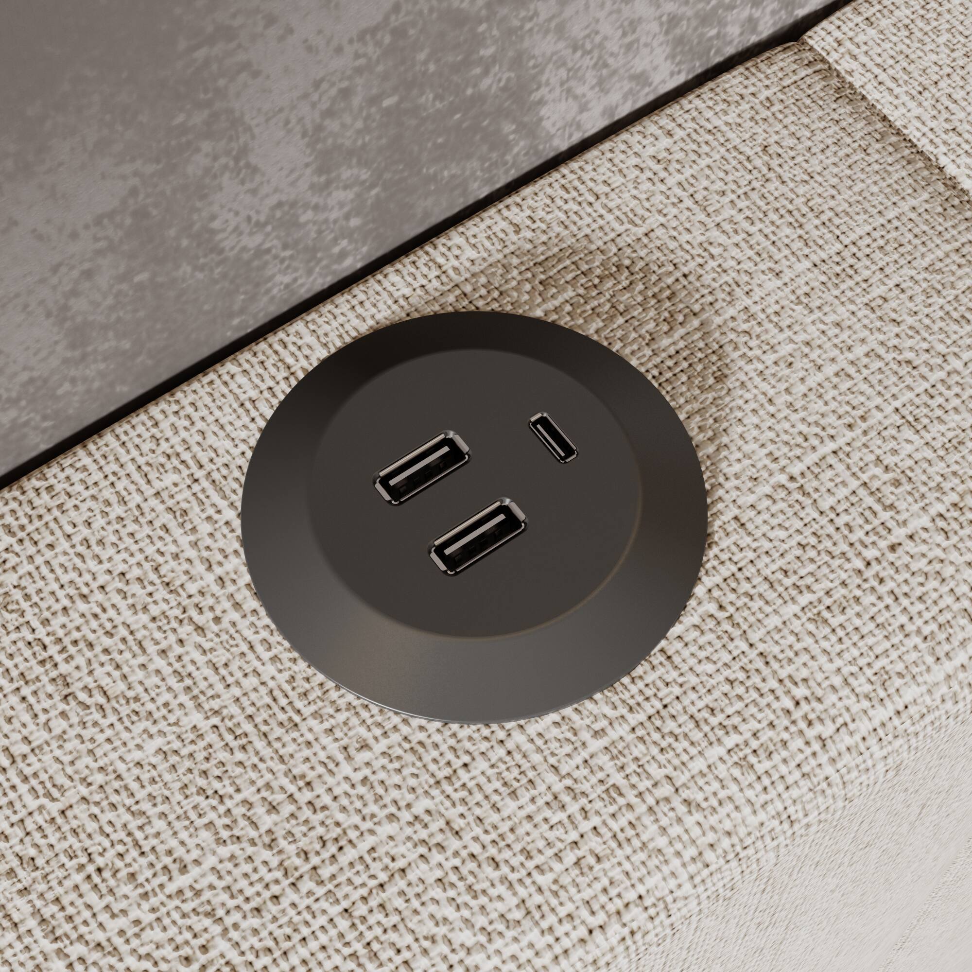 Alt View 4. Famapy - Famapy Upholstered Bed Frame: USB - Equipped, Reinforced Slats & Modern Design - White.