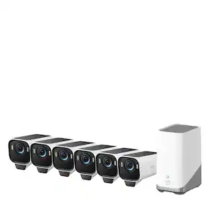 eufy - eufyCam S3 Pro 6-Cam Kit, MaxColor Night Vision, 4K Solar Security Camera, Face Recognition AI, No Monthly Fee - White