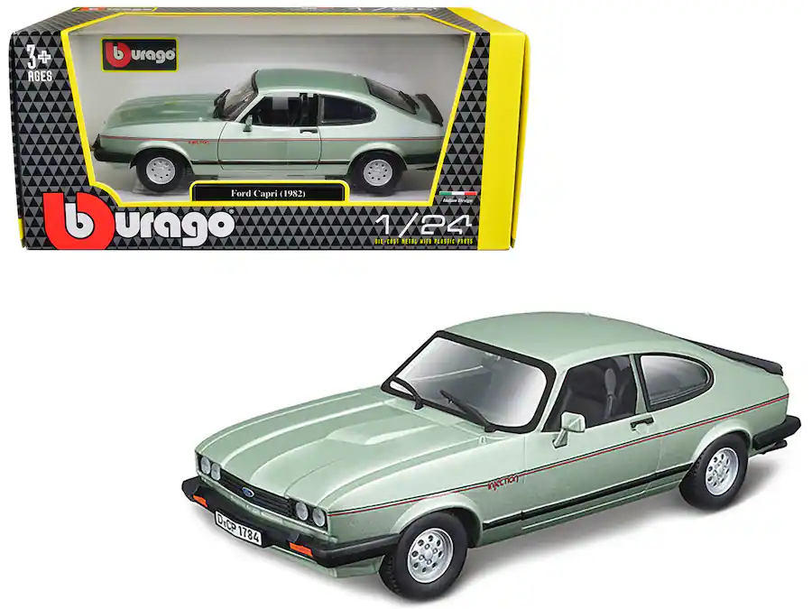 1982 Ford Capri 1 24 Diecast Model Car By Bburago Light Green Metallic 1982-ford-capri-1-24-diecast-model-car-by-bburago-light-green-metallic