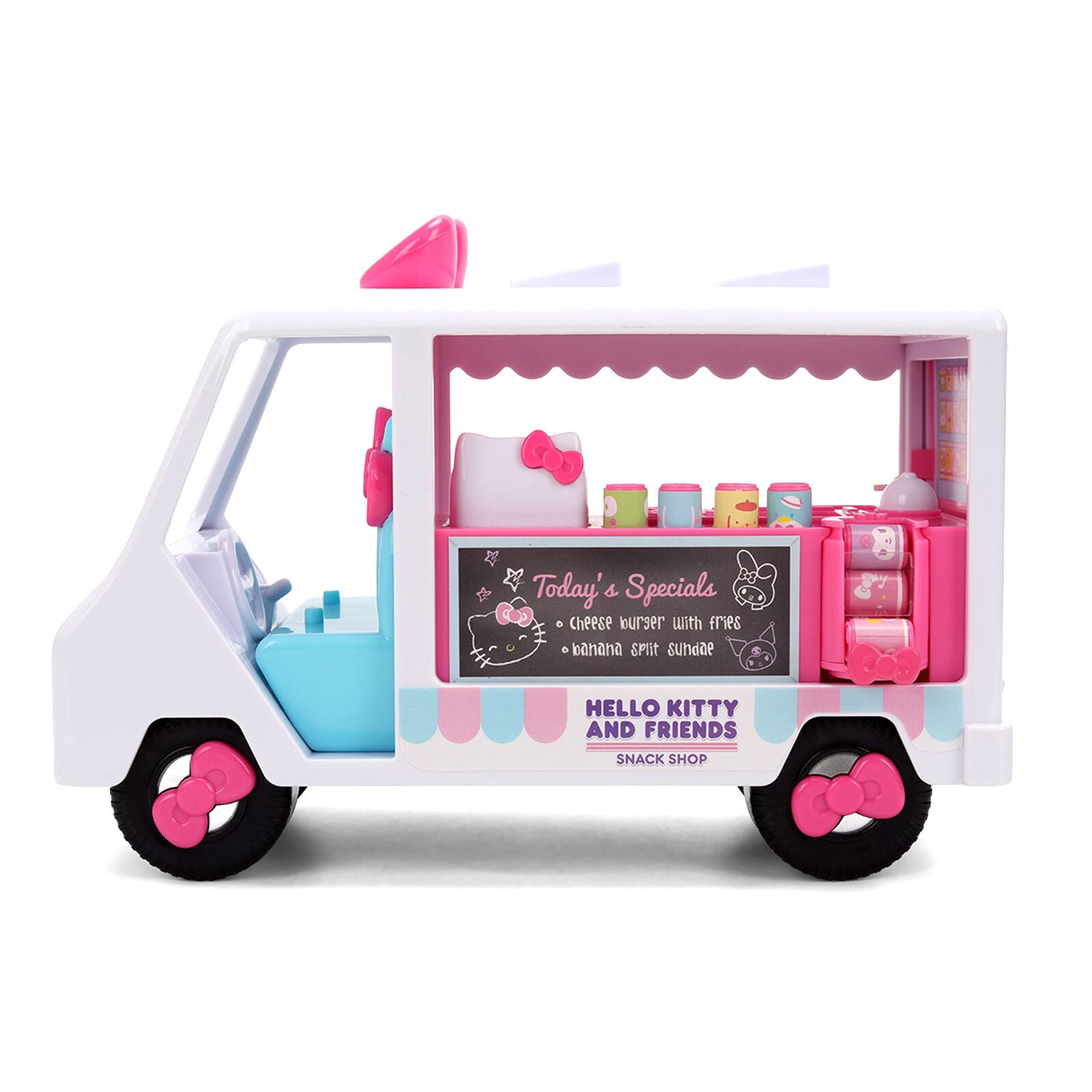 Today's Specials  
- Cheese wurser with fries  
- Banana split sundae  

HELLO KITTY AND FRIENDS  
SNACK SHOP