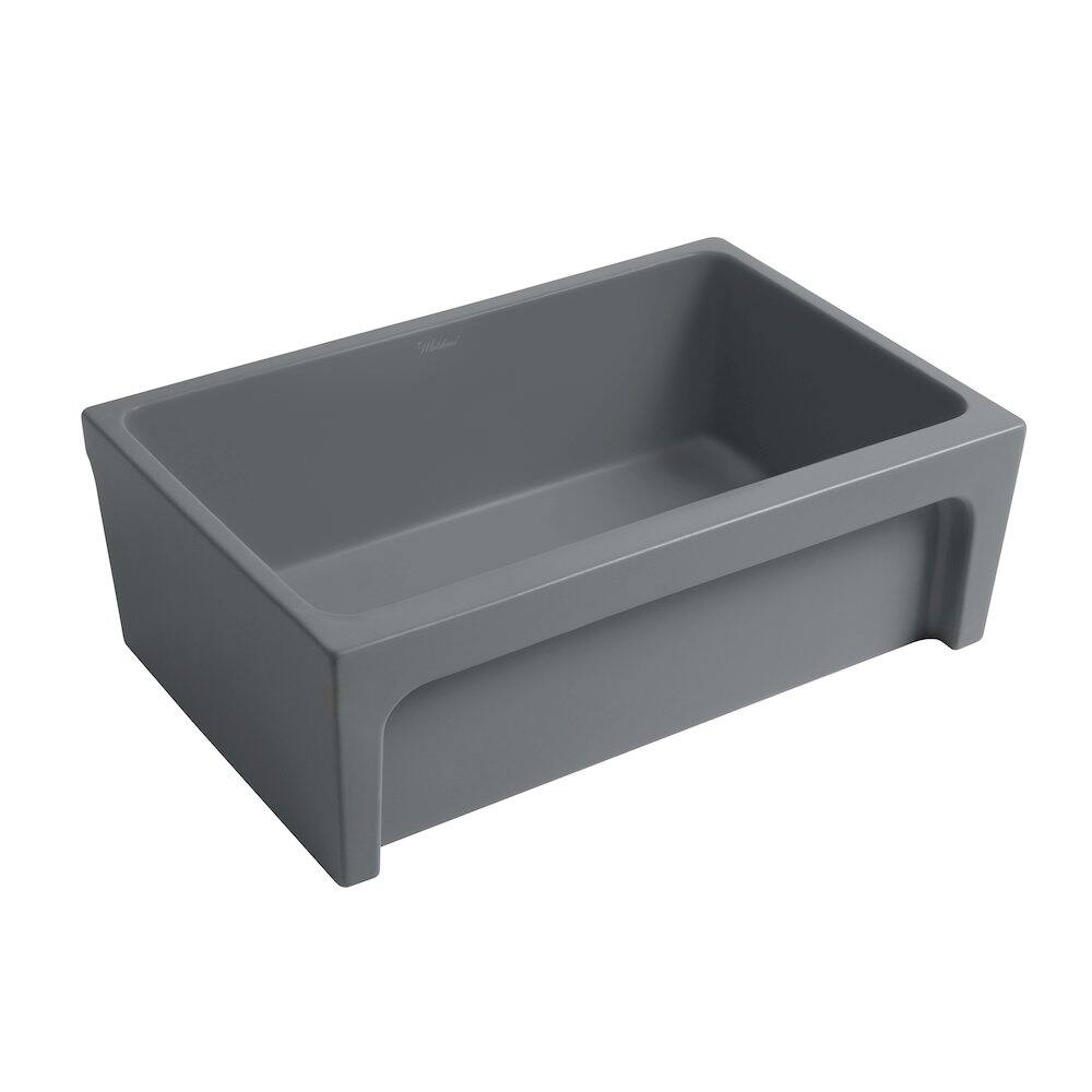 Angle. Whitehaus - Glencove 30" Reversible Matte Kitchen Fireclay Sink - Gray.