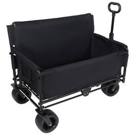 Mondawe - 3-in-1 Convertible Folding Wagon Utility Carts w/ 500LBS Capacity, 180L Space, All-Terrain Wheels for Outdoor Use - Black