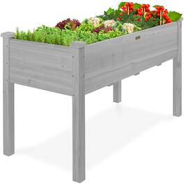 Best Choice Products - 48x24x30in Raised Garden Bed, Elevated Wooden Planter for Yard w/ Foot Caps, Liner - Gray
