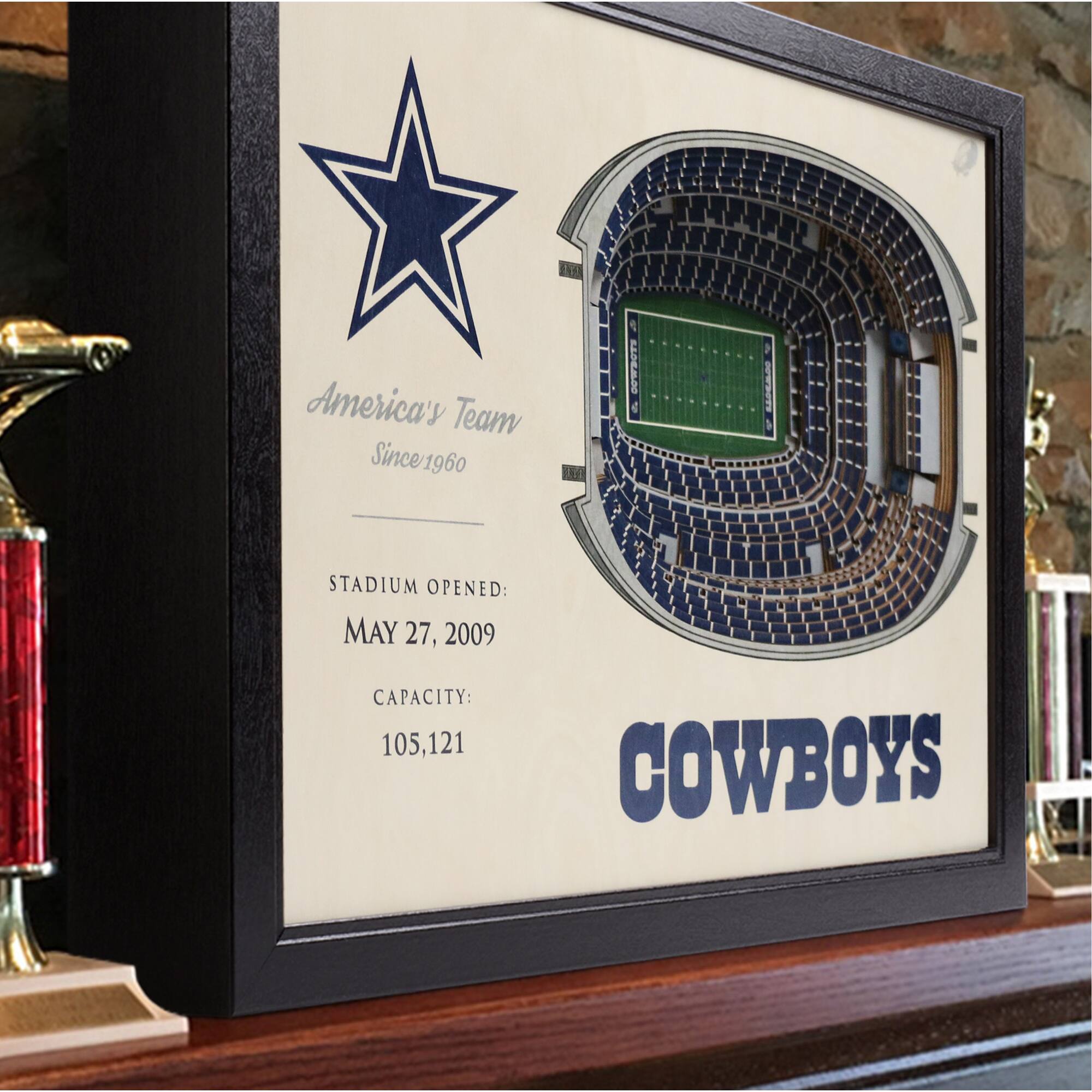 America's Team  
Since 1960  

STADIUM OPENED:  
MAY 27, 2009  

CAPACITY:  
105,121  

COWBOYS