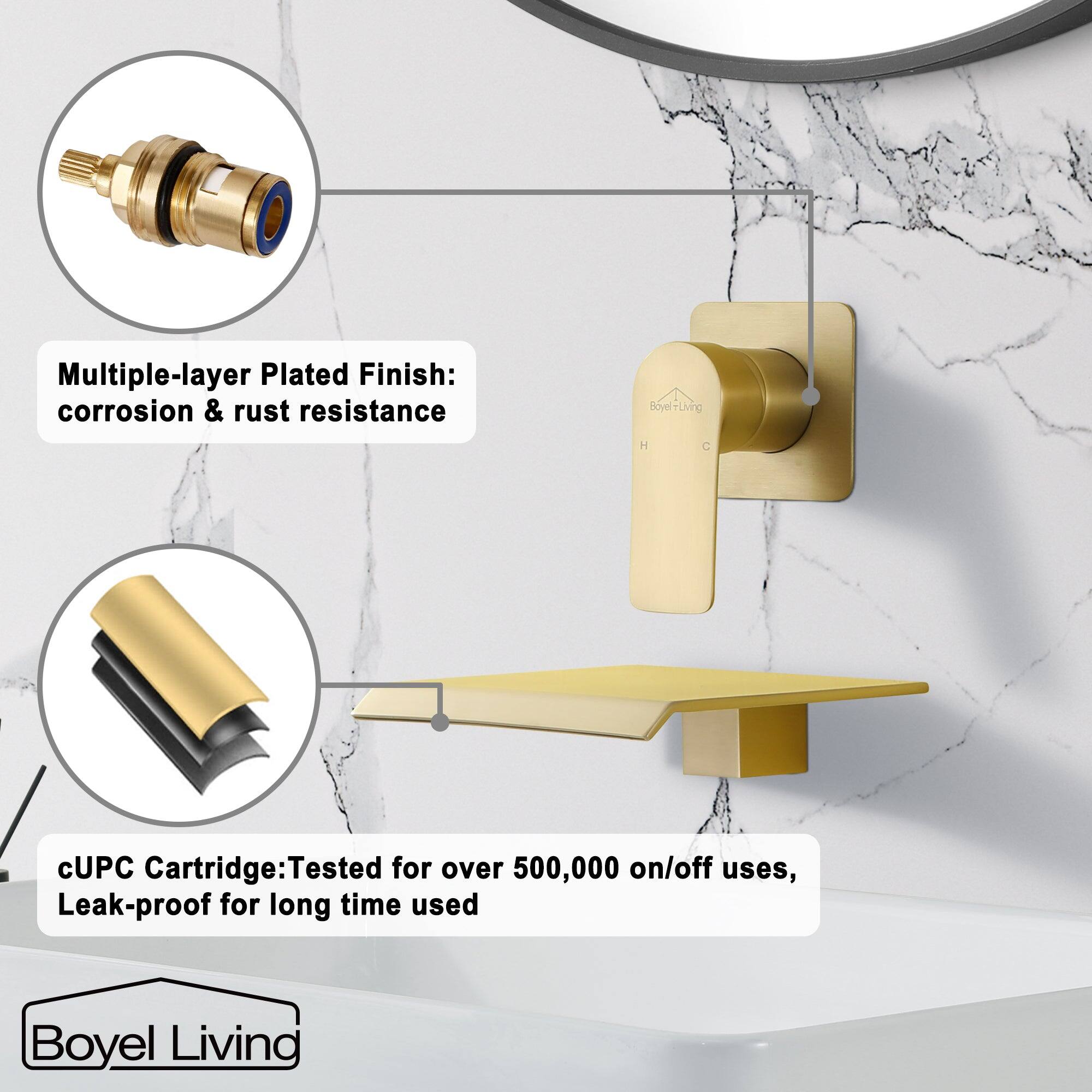 Multiple-layer Plated Finish: corrosion & rust resistance
cUPC Cartridge: Tested for over 500,000 on/off uses, Leak-proof for long time used