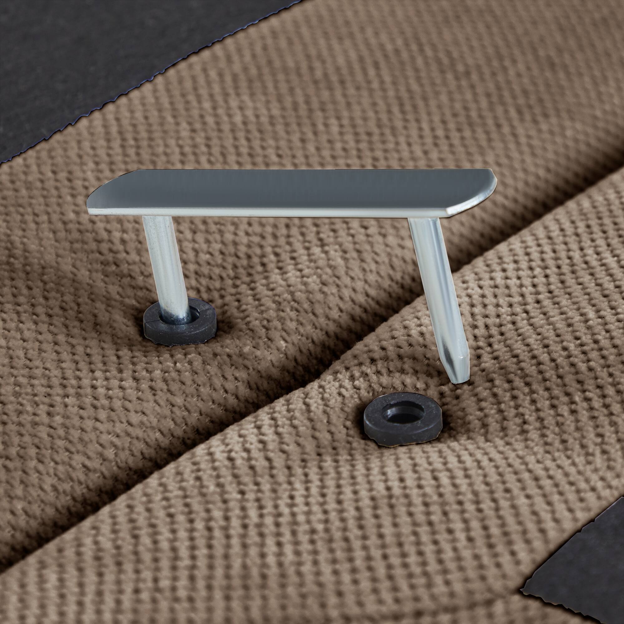 Alt View 1. Anysun - L Shape 2-Seater Modular Sofa with 2 Ottomans, High-Density Foam & Curved Armrests, Pleated Design for Living Room - Brown.