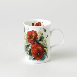 Jiallo - Roy Kirkham Lancaster Mug - Poppy, Set of 6, Bone China Ceramic Made in England - Mutli color