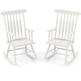 Gymax - 2PCS Wooden Rocking Chair Single Rocker Indoor Garden Patio Yard - White