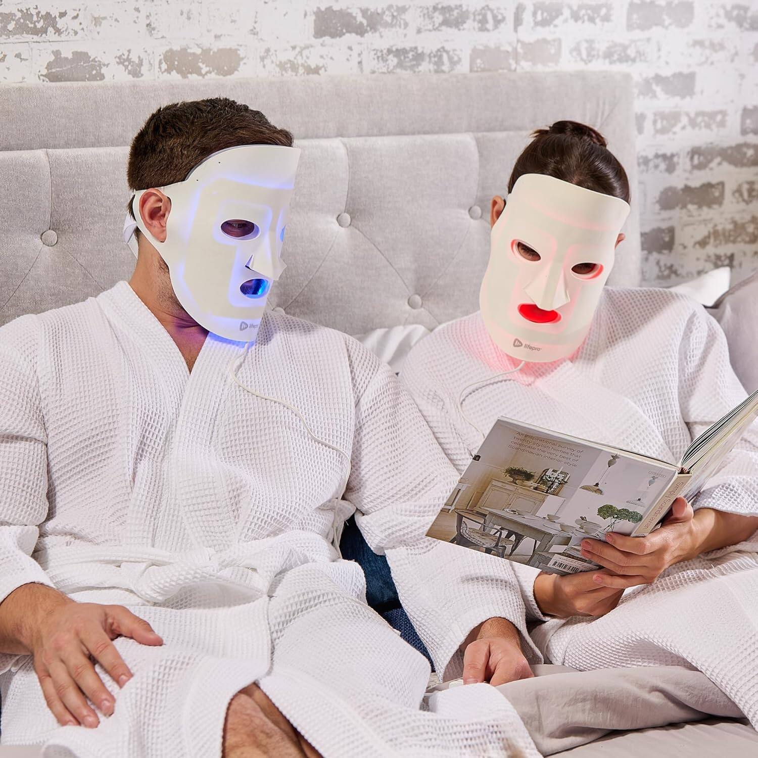 Alt View 4. LifePro - LifePro LED Light Therapy Mask for Face and Neck Red Light LED Mask Skin Care Mask with 3 Light Modes - White.