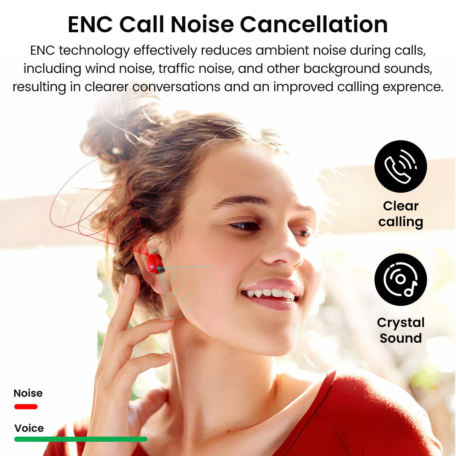 ENC Call Noise Cancellation
ENC technology effectively reduces ambient noise during calls, including wind noise, traffic noise, and other background sounds, resulting in clearer conversations and an improved calling exprence.

Clear calling
Crystal Sound
Noise
Voice