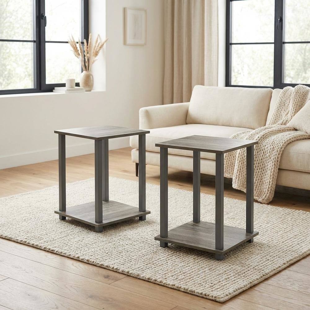 Angle. FurniFact - Wooden Bookcase with Open Shelves for Living Room Storage - French Oak/Grey.