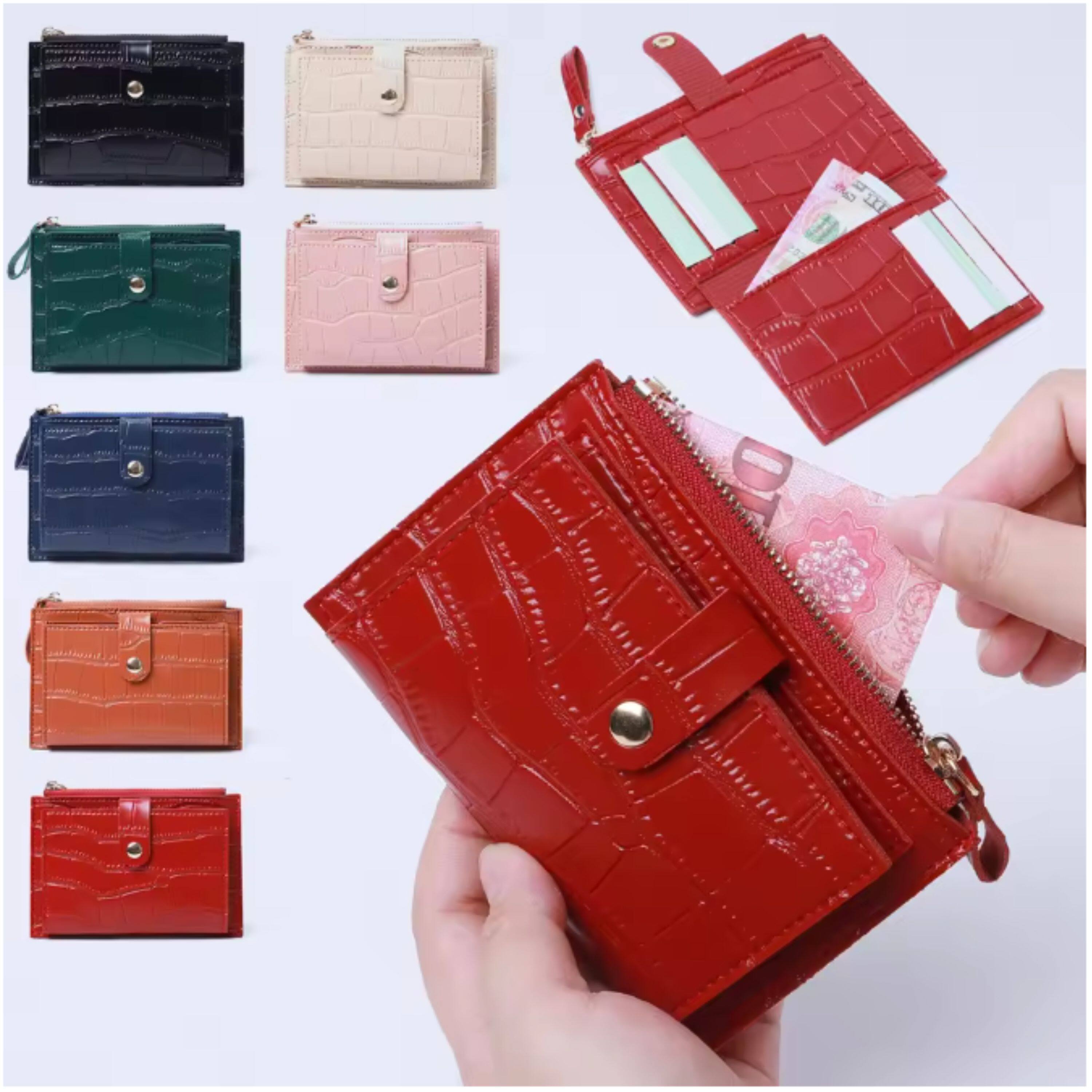 Left. Kitcheniva - Women's Ultra-Thin Lightweight Crocodile Print Wallet, Brown - Holds Cards, Coins & Cash - Brown.