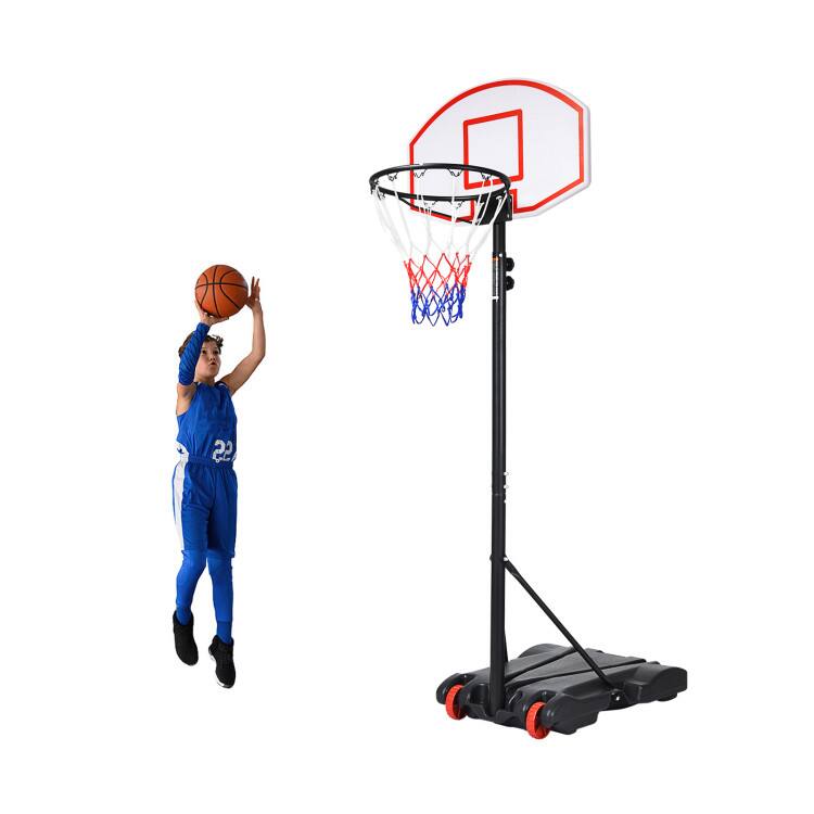 Alt View 1. SlickBlue - Adjustable Basketball Hoop System with Wheeled Base for Easy Movement - Black.
