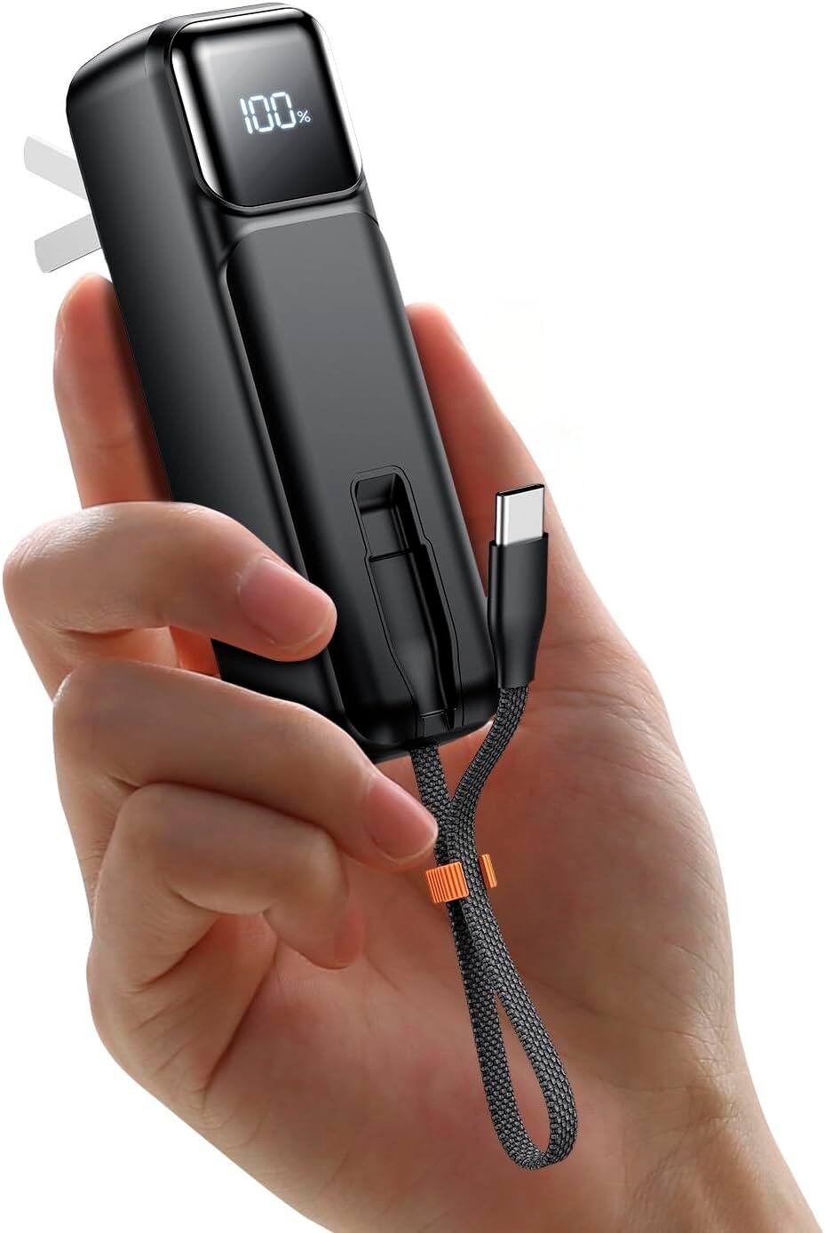 Alt View 3. Entronix - Entronix Mini Power Bank - Portable 5000 mAh Charger for USB-C, iPhone, and Android Devices - Black.