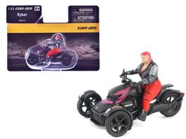 Can-Am Ryker 3-Wheel Motorcycle Pink Punk and Black with Driver Figure 1/32 Diecast Model by BRP Models - Multi