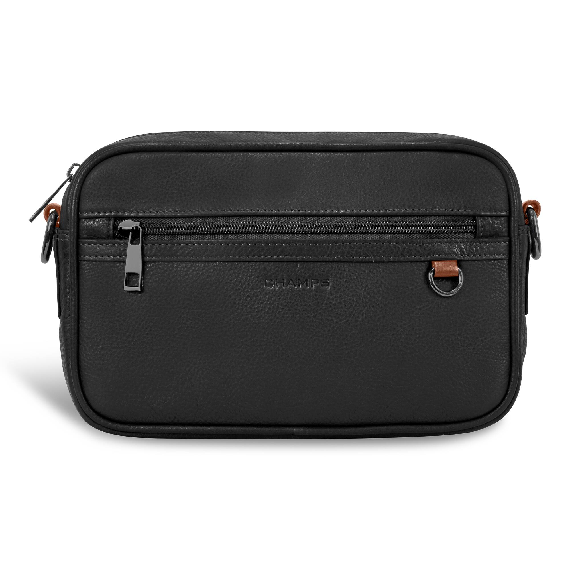 Alt View 2. Champs - Onyx Collection Leather Camera Bag - Black.