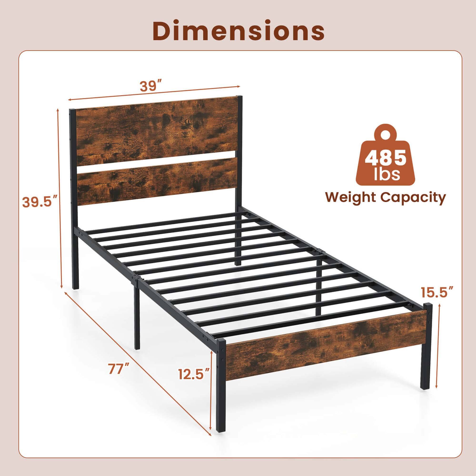 Dimensions
- 39"
- 39.5"
- 77"
- 12.5"
- 15.5"

Weight Capacity
- 485 lbs