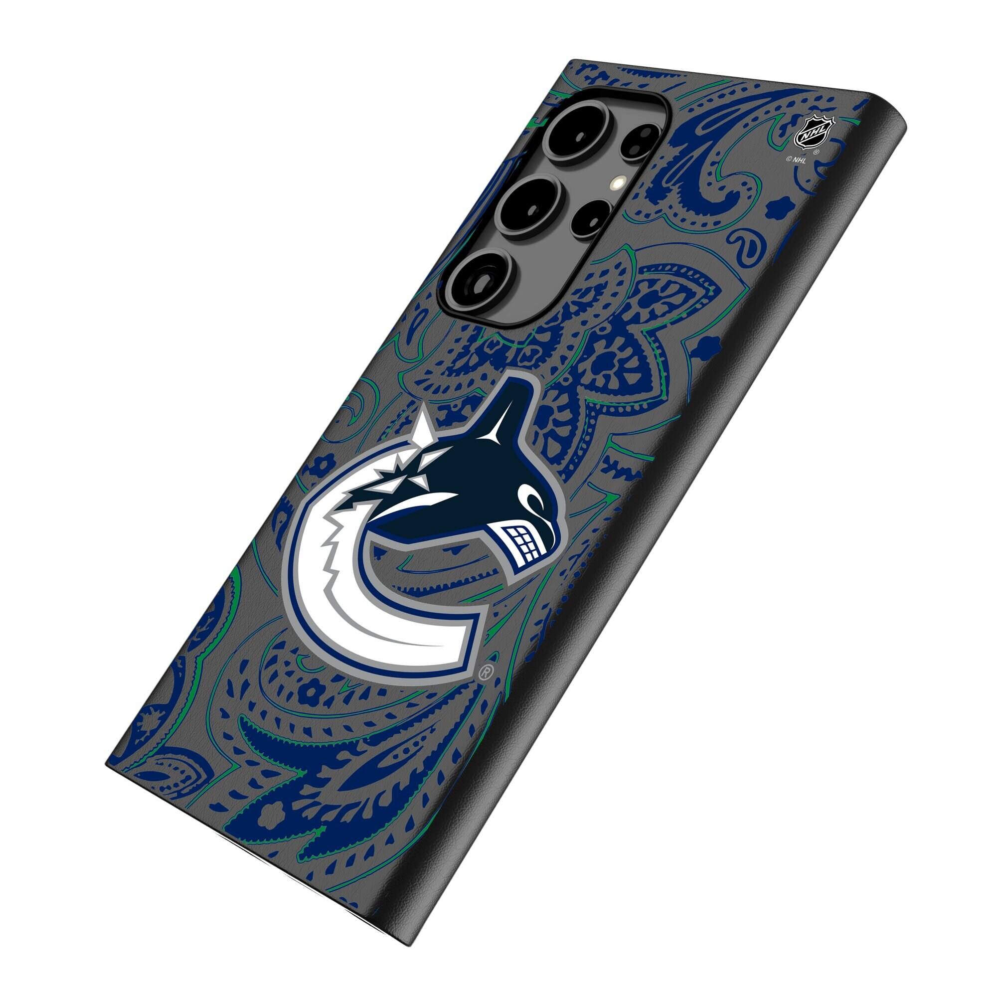 Alt View 1. Keyscaper - Vancouver Canucks Paisley Galaxy Magnetic Bump Case - S25 - Black.