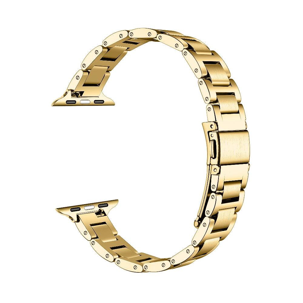 Angle. Posh Tech - Lenox Stainless Steel Band for Apple Watch - Gold.