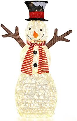 WELLFOR - Indoor/Outdoor Lighted Christmas Snowman with 80 Warm LED Lights - White