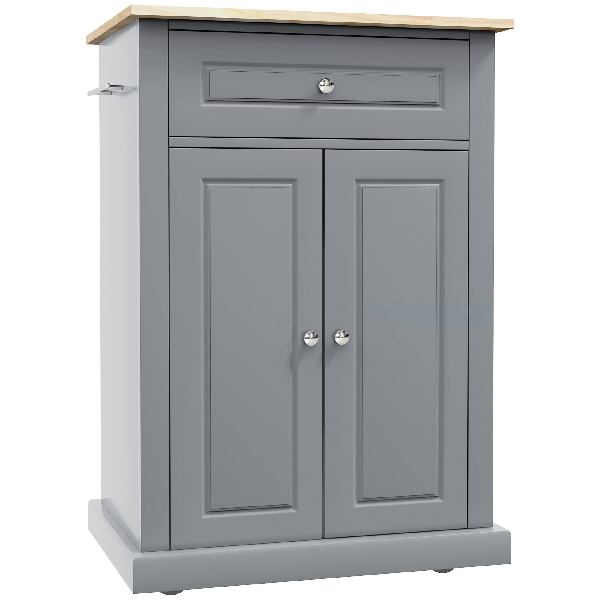 Front. Homcom - Kitchen Island Cart, Portable Serving Trolley Table with Drawer - Grey.