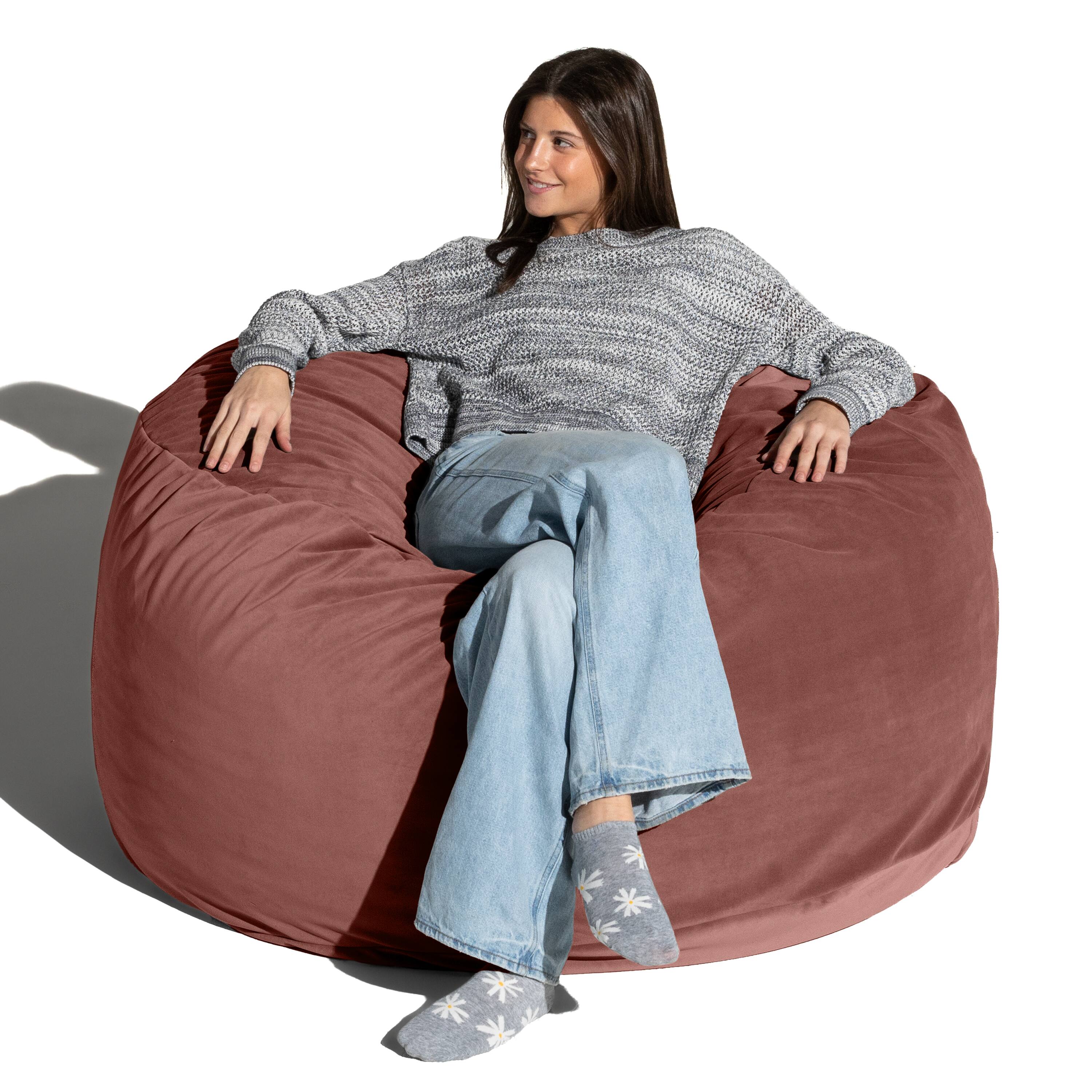Angle. Jaxx - Jaxx 4 Foot Saxx - Large Round Bean Bag Chair for Adults - Lush Velvet Mauve - Lush Velvet Mauve.
