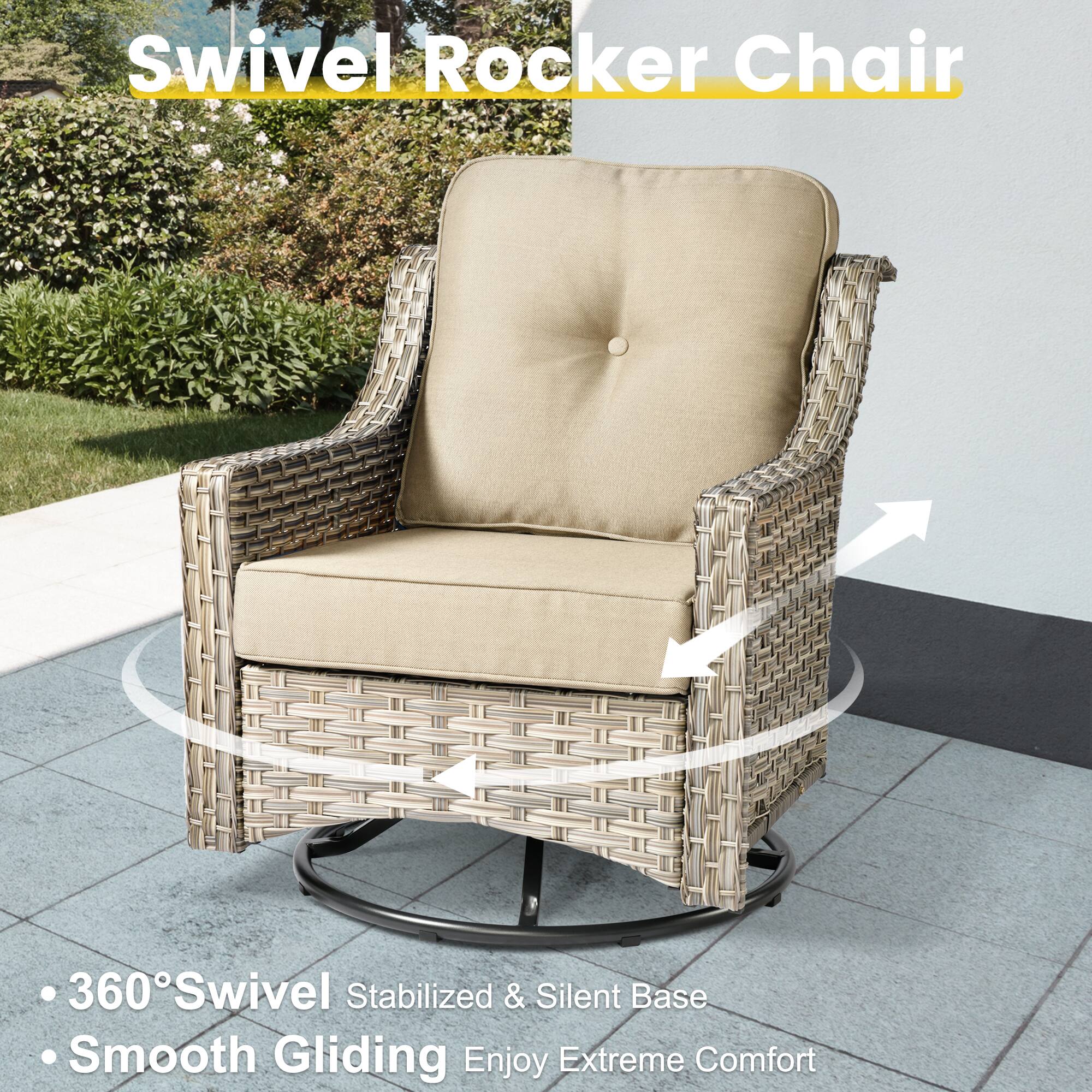 Swivel Rocker Chair

- 360° Swivel
- Stabilized & Silent Base
- Smooth Gliding
- Enjoy Extreme Comfort