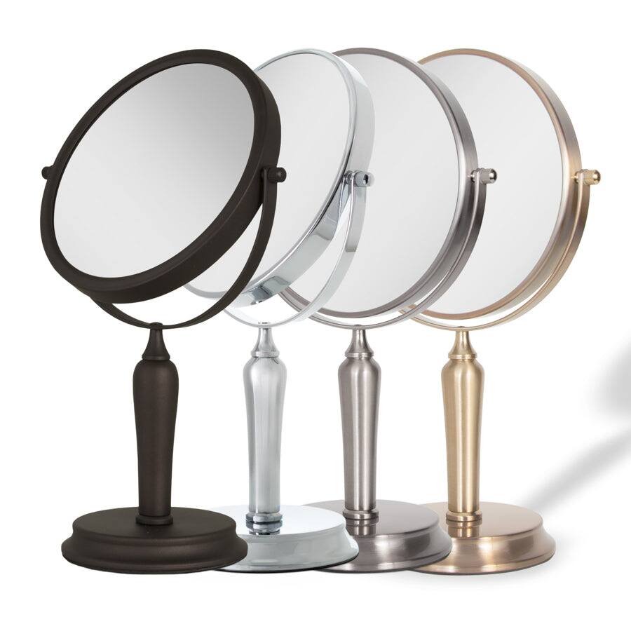 Back. Zadro - Anaheim, Makeup Mirror with 5X/1X Magnifications & Swiveling Head - Brushed Nickel.
