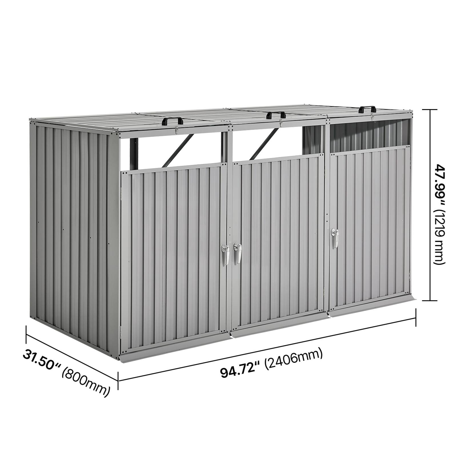 47.99" (1219 mm)  
31.50" (800 mm)  
94.72" (2406 mm)